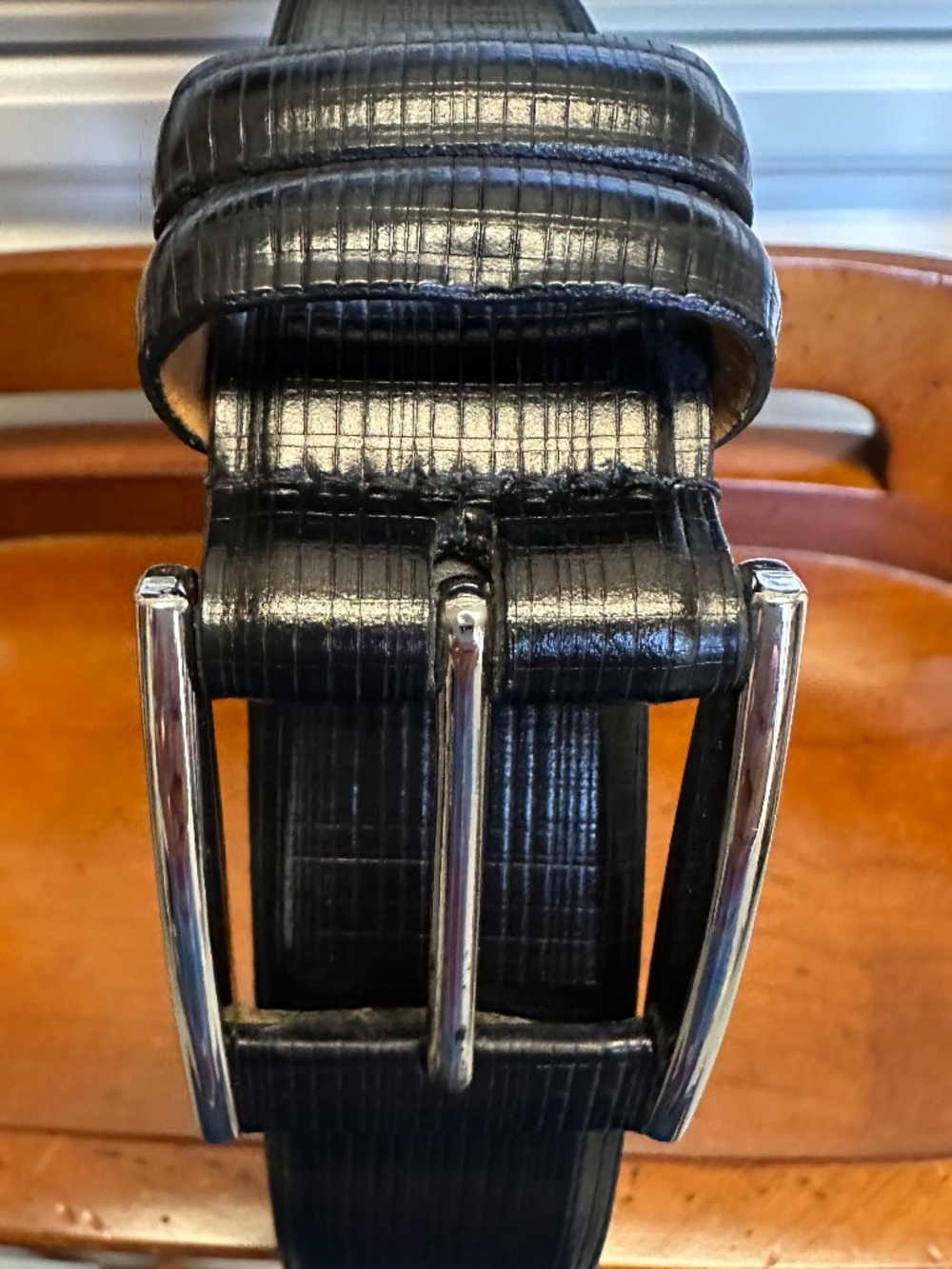 Remo Tulliani Cross-Hatch Pattern Leather Belt Mens SZ 36 - Picture 6 of 15